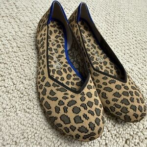 Rothy's  Tan and Black Flats with Leopard Print size 8.5